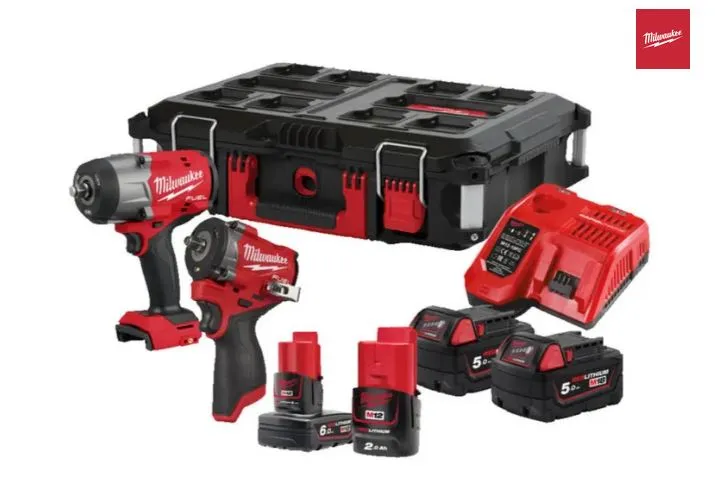 Milwaukee - 18v 1/2" / 12v 3/8" Fuel Impact Wrench Twin Kit Packout Case
