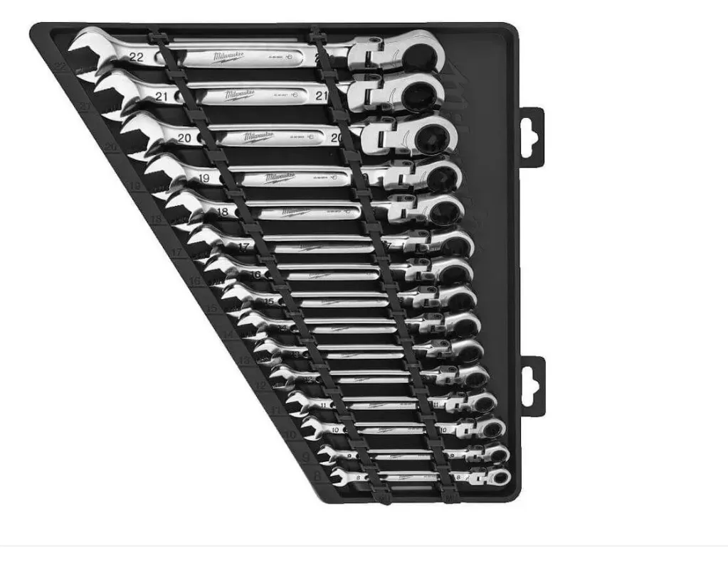 Milwaukee - 15 Piece MaxBite Metric Flex Head Ratcheting Combination Spanner Set