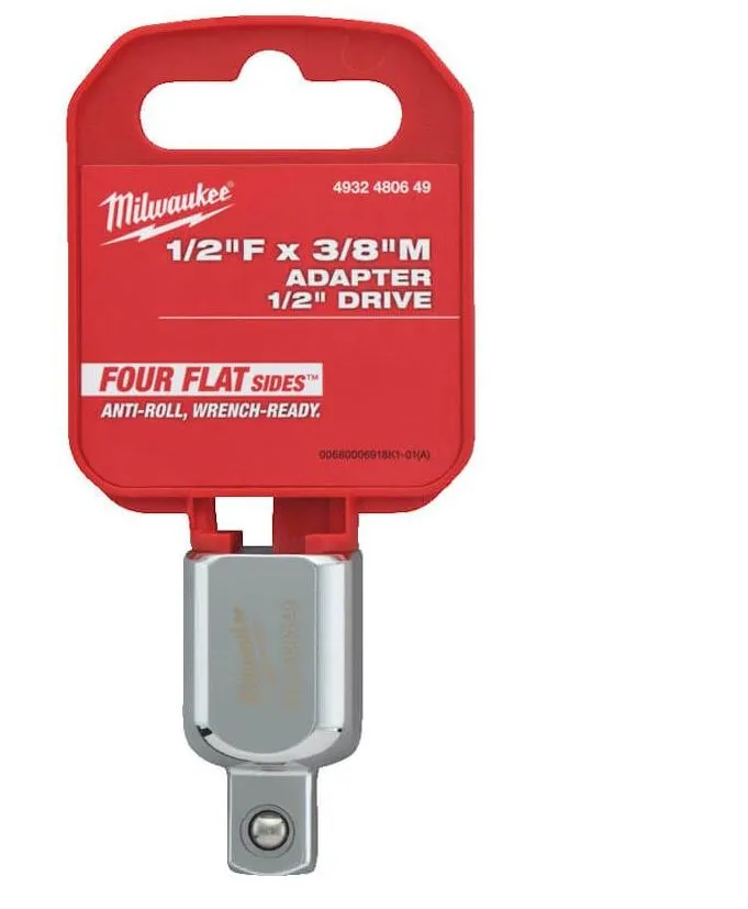 [4932480649] Milwaukee - 1/2" Drive to 3/8" Drive Chrome Socket Adapter