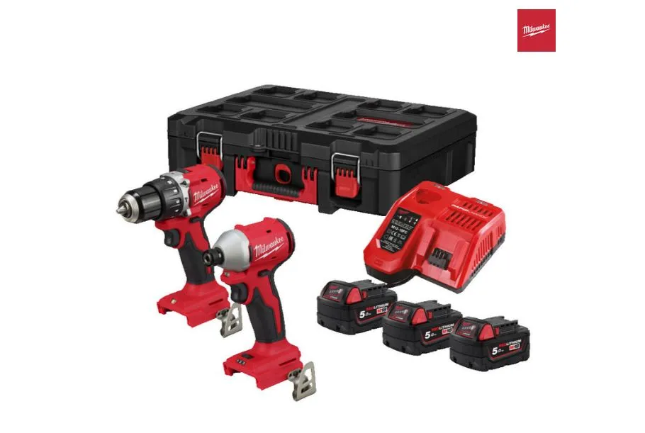[M18BLPP2D3-503P] Milwaukee - 18v Brushless Twin Pack - 3 x 5.0ah Batteries in Packout